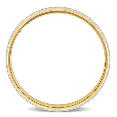 Pre-owned Amour 6mm Double Row Wedding Band In 14k 2-tone Matte And Yellow And White Gold