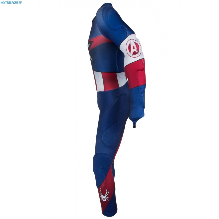 *NEW* Spyder Padded GS Ski Race Suit *Captain America*Men's Large L Adult Speed