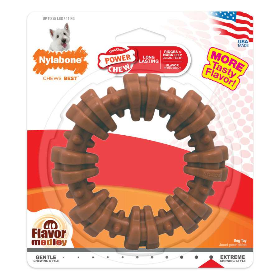 Nylabone Power Chew Textured Dog Chew Ring Toy Flavor Medley