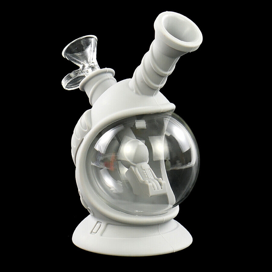 6.4'' Hookah Smoking Bong Shisha Space Capsule Glass Bowl Silicone Water Pipe