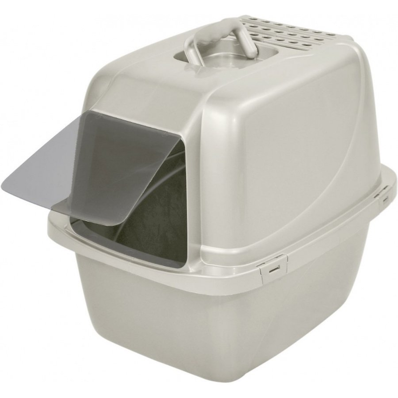 Enclosed Cat Litter Pan with Zeolite Air Filter Large White, White