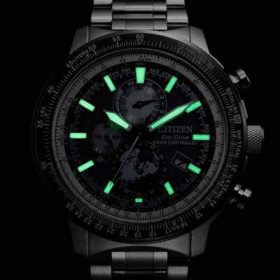 Pre-owned Citizen Promaster Sky By3006-53h Men Watch Eco-drive Direct Flight Atomic Radio