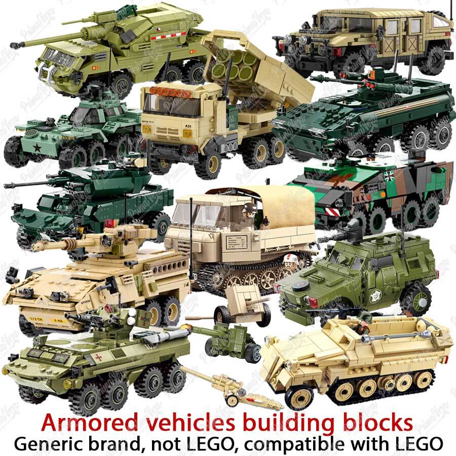 Military Armored Vehicle Model with Antitank Gun - MOC Building