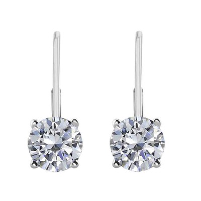 Pre-owned Maulijewels Igl Certified 1.25ct Diamond Dangle Leverback Earrings14k White Gold