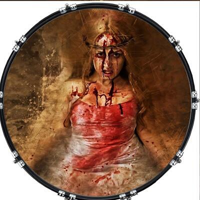 Custom 22'' Kick Bass Drum Head Graphical Image Front Skin Blood Lust