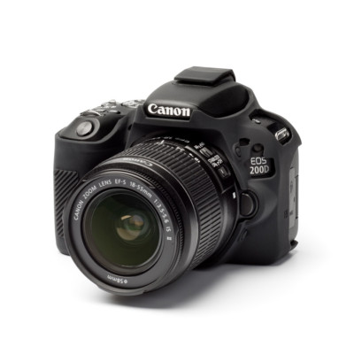 Camera silicone cover for Canon  EOS 200D(Rebel SL2) Black + Screen protector