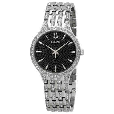 Мужские часы Bulova Phantom с черным павированным циферблатом 96A227