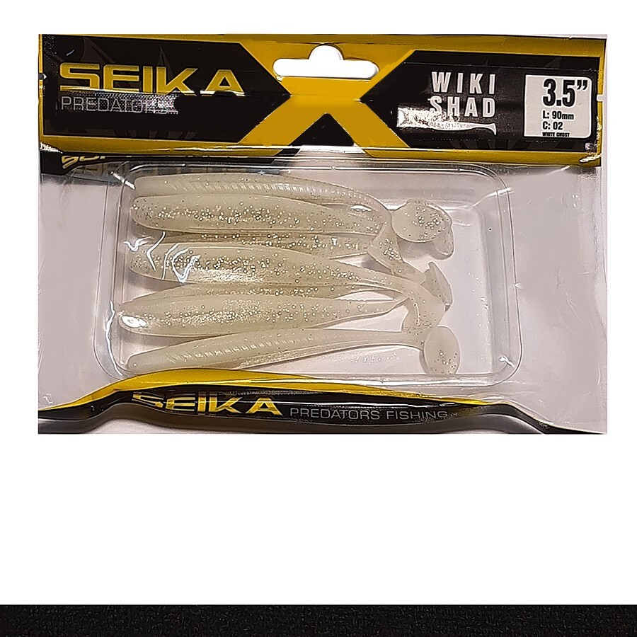 WIKI SHAD SEIKA 3,5'' C02 WHITE GHOST SILICONICO 9 CM SPINNING SPIGOLA BASS 8 PZ