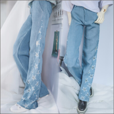 BJD doll clothes hollow star jeans 1/4 1/3 denim trousers MDD uncle flared pants