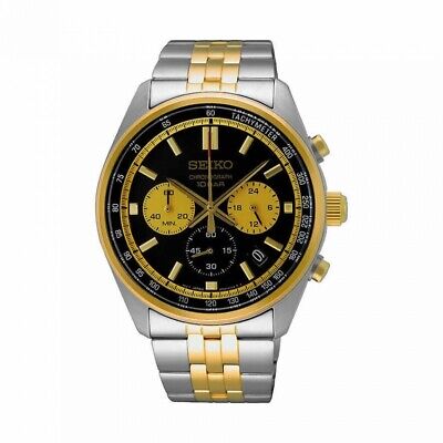 Seiko Herrenuhr SSB430P1 Armbanduhr Chronograph Uhr Silber Chrono Bicolor Gold