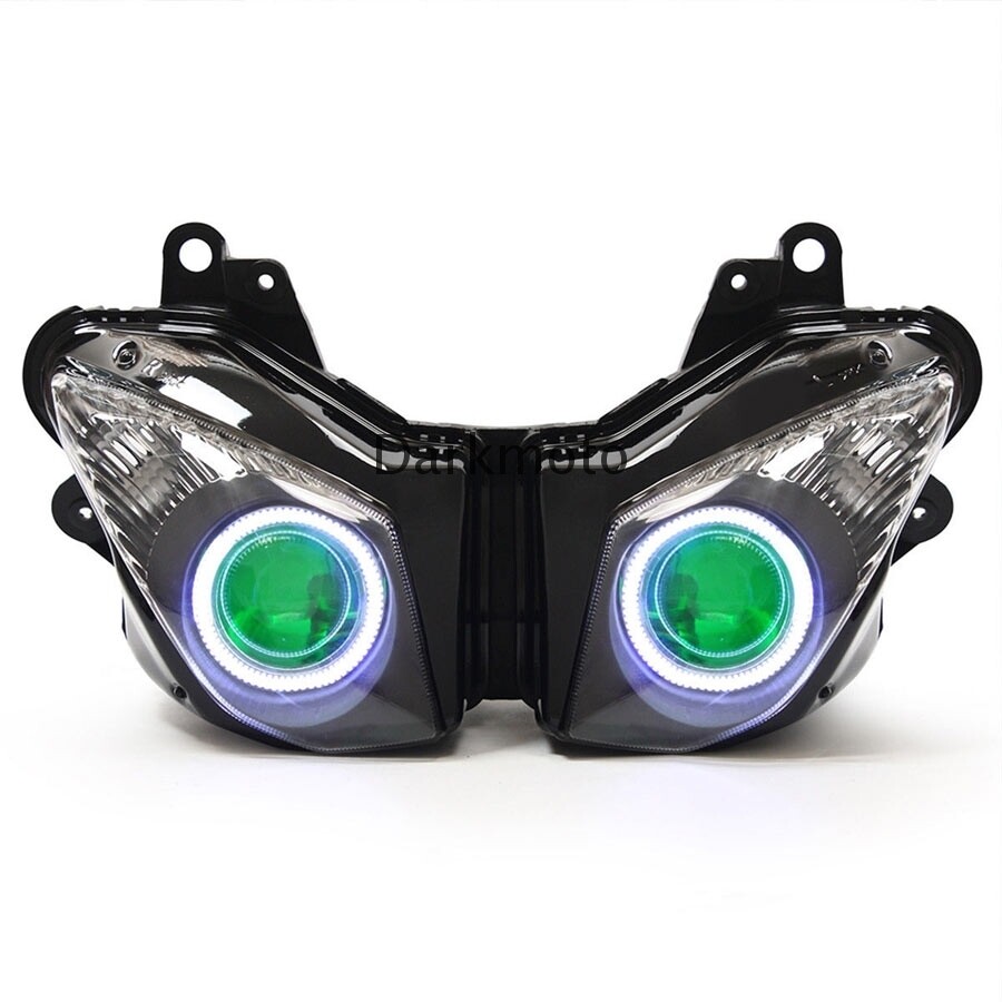 J.♡ Green Devil White Angel Eyes Headlight Assembly For Kawasaki
