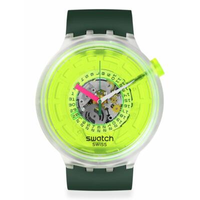 Pre-owned Swatch Big Bold Sb05k400 Blinded By Neon Watch Techno-sphere Gk101 Inspired