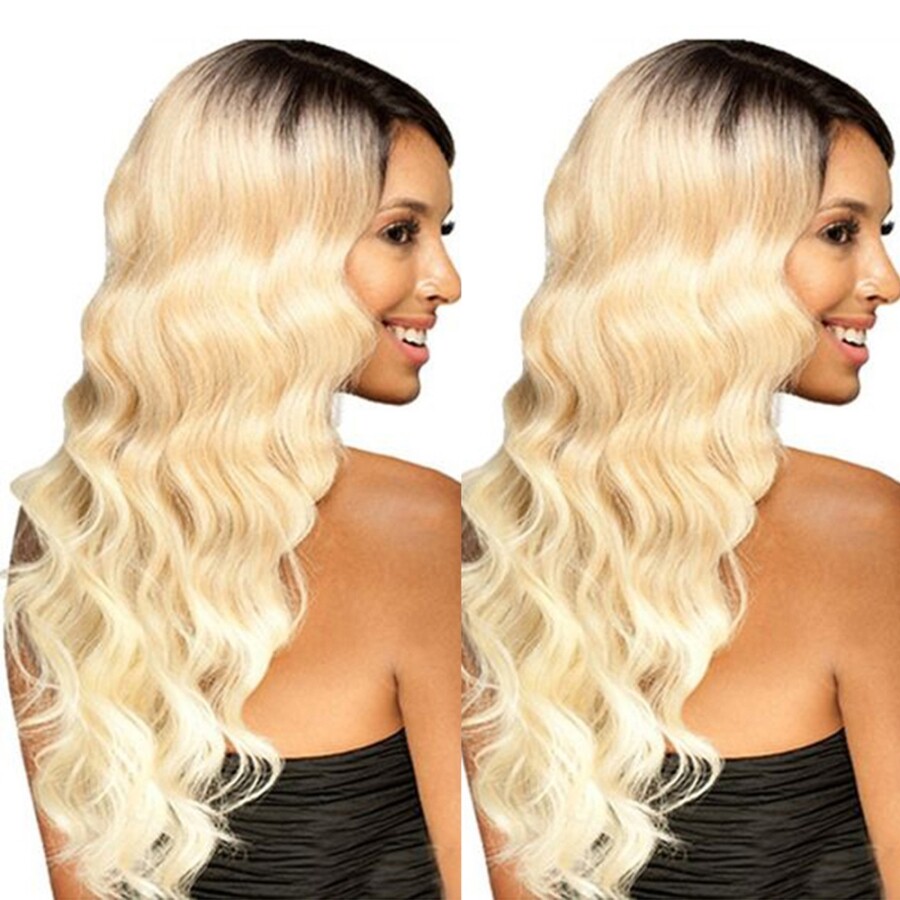 24 Ash Blonde Ombre Wig Human Hair Virgin European Full Lace