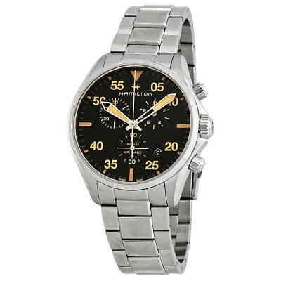 Мужские часы Hamilton цвета хаки Pilot с черным циферблатом из нержавеющей стали H76722131