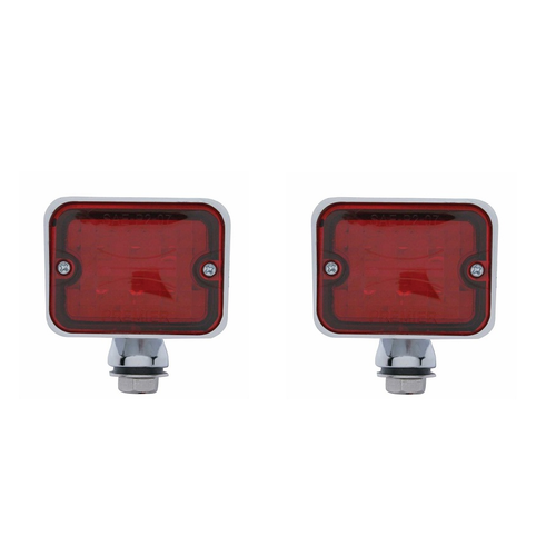 Red 6 LED Hot Rod Classic Car Stop Turn Brake Tail Lights / Chrome Metal Base