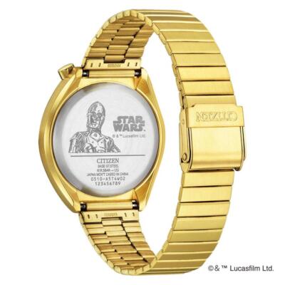 Pre-owned Citizen Record Label Star Wars C-3po An3662-51w Gold Unisex Watch In Box