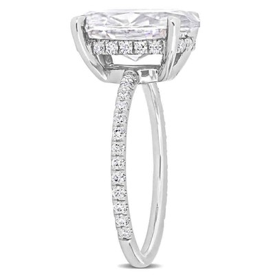Pre-owned Amour 4 7/8 Ct Dew Oval Created Moissanite Engagement Ring In 10k White Gold