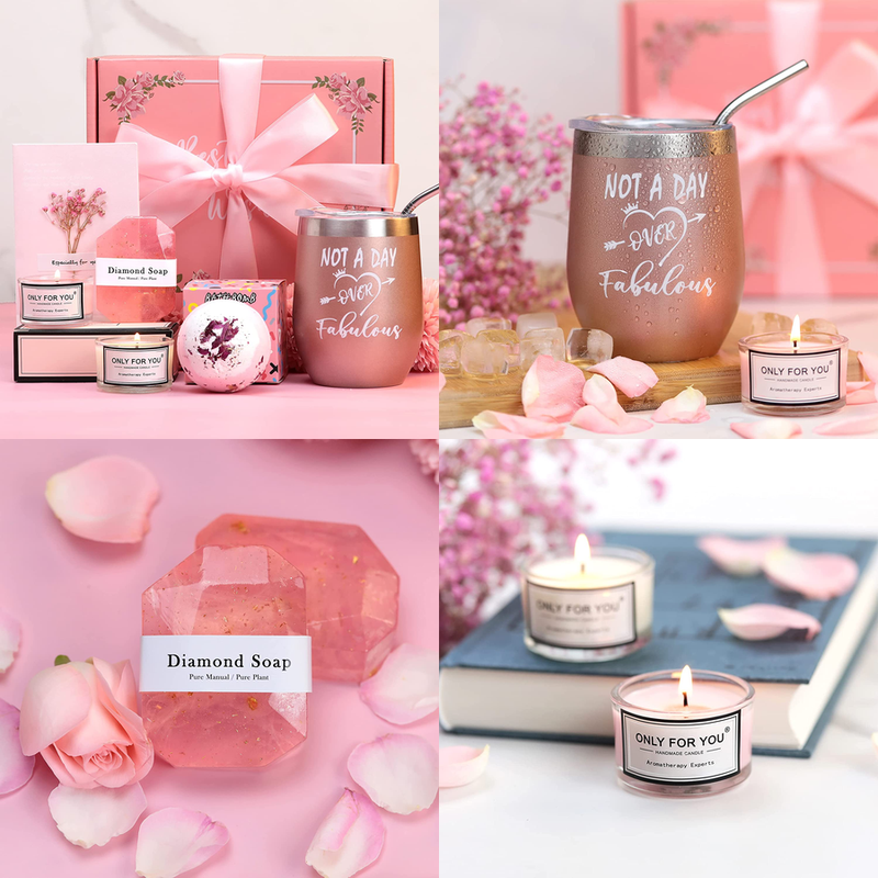 Basket Set Soap Candle Tumbler Petal Bomb Card