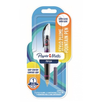 Paper mate Fountain Pen Medium Pt Dk Girl Comfort Grip New In Pack & 2 Cartridge