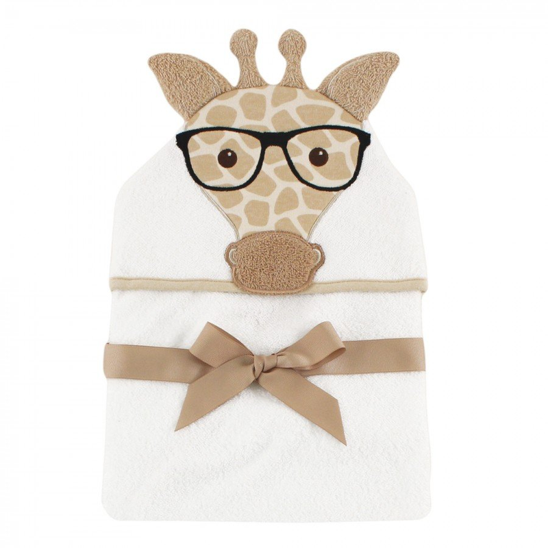 Hudson Baby Infant Cotton Animal Face Hooded Towel, Nerdy Gi