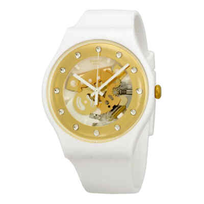 Swatch Originals Sunray Glam Skeleton Zifferblatt Белые пластиковые мужские часы SUOZ148