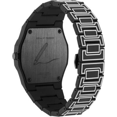 Pre-owned Milano D1  Men's Watch Pcbj33 Polycarbonate Black Sketch 40.5mm 5atm