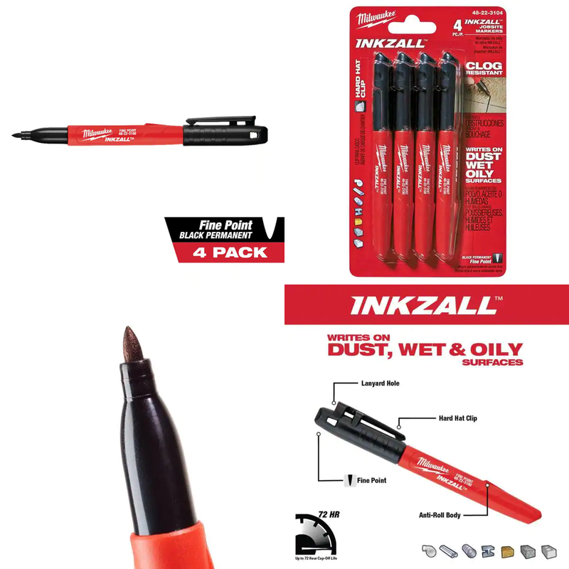 Milwaukee INKZALL Jobsite Black Permanent Marker Fine Point 