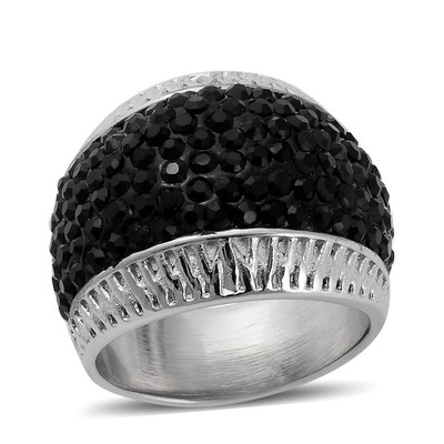 NIB $69.99 Size 9 Genuine Black Austrian Crystal Ring H-35
