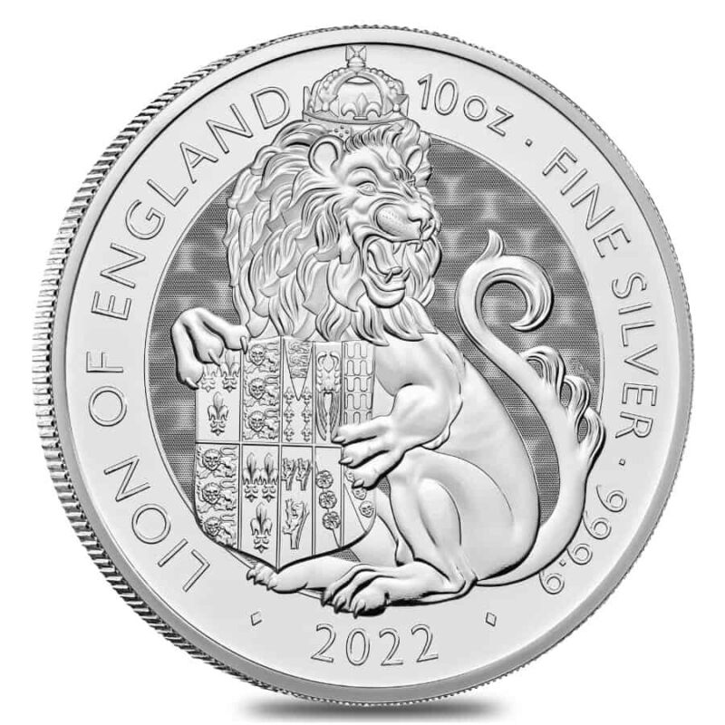 2022 Great Britain 10 oz Silver The Tudor Beasts Lion of England Coin .9999 Fine