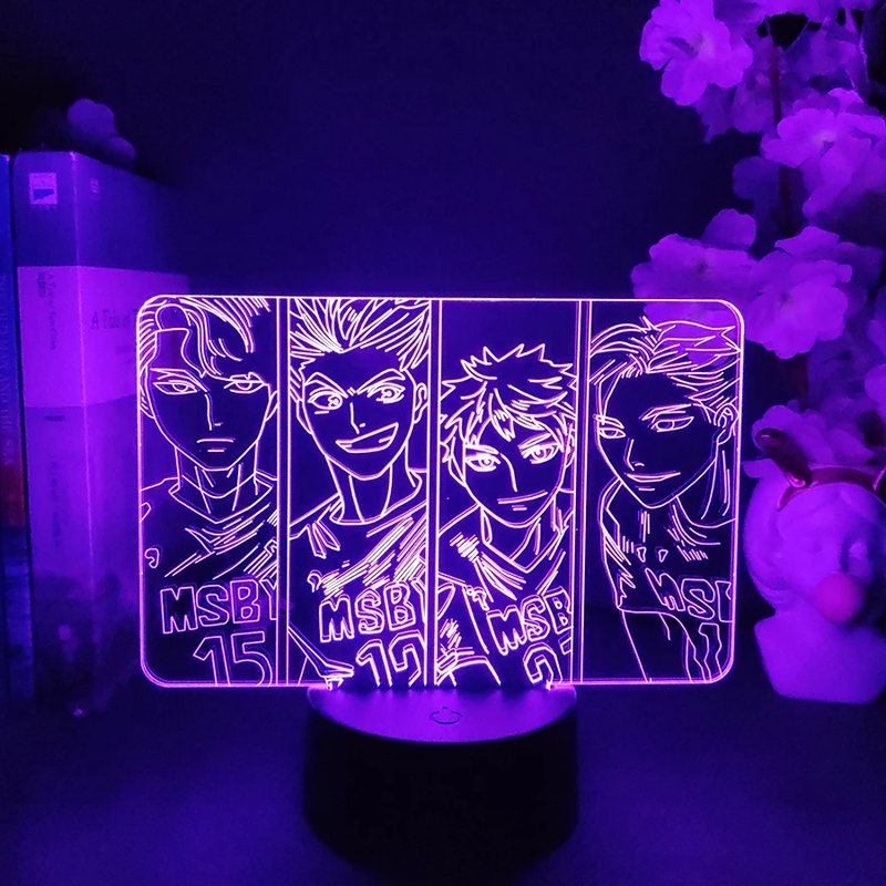 MSBY Teammates 3D Illusion Lamp - Anime Nightlight for Bedroom Decor