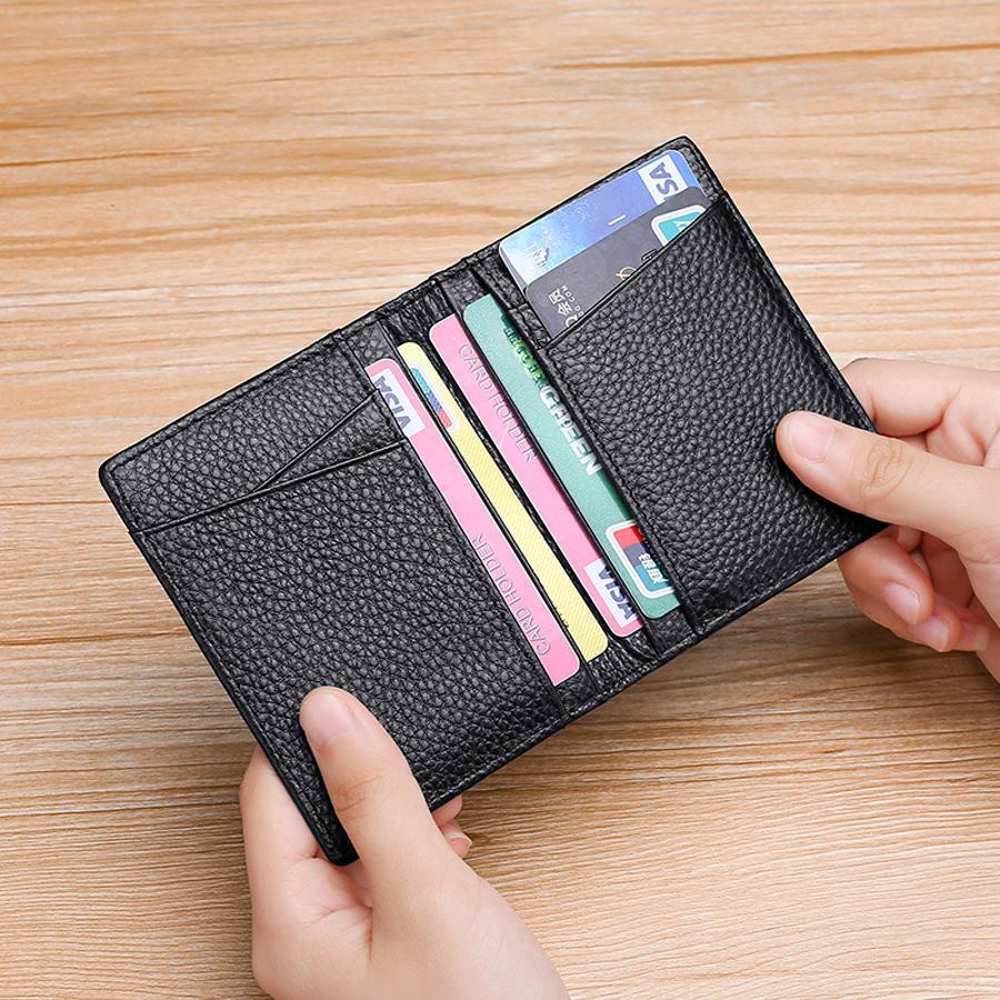 Mens Wallet Front Pocket Slim Wallet Genuine Leather ID Holder Card Case US FAST
