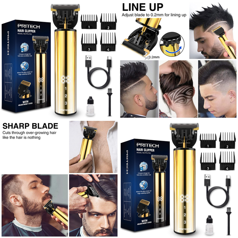 DORADA Maquina De Cortar Cabello Para Afeitar Recortadora Recortar Kit Pelo NEW