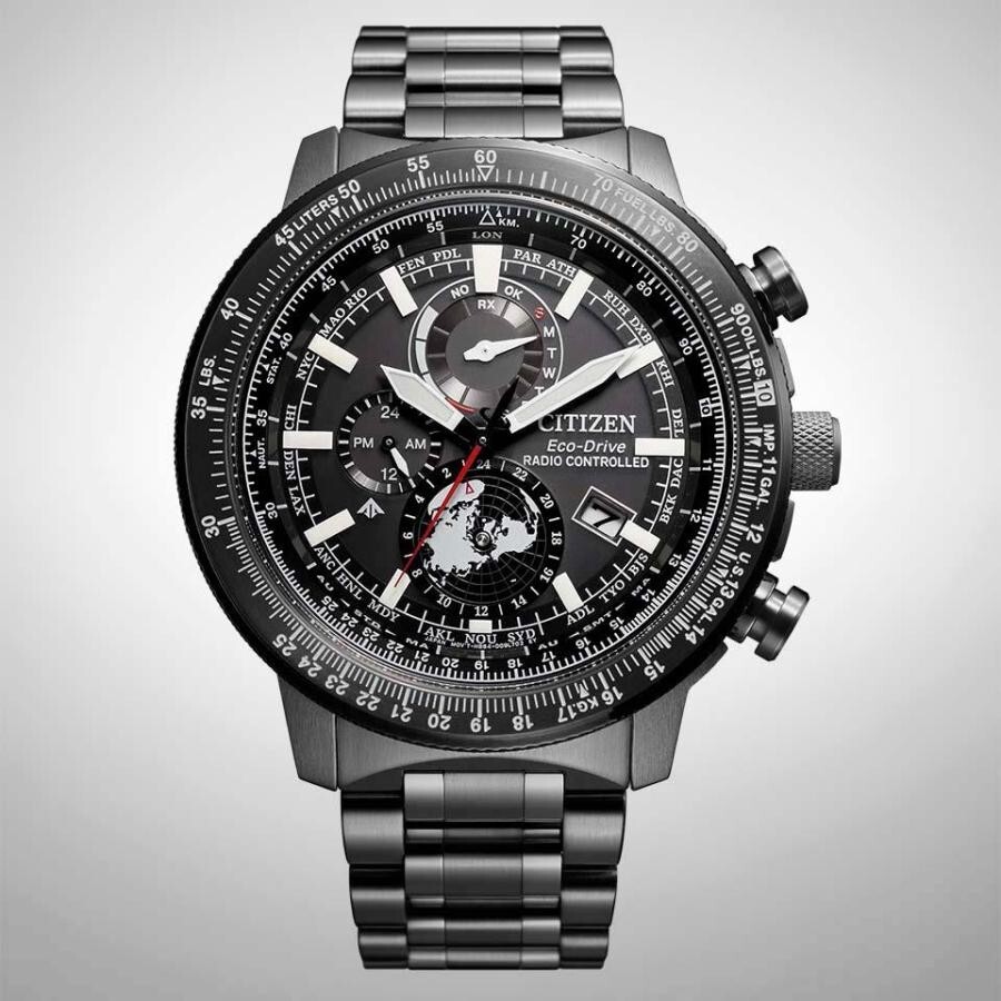 Pre-owned Citizen Promaster By3005-56g Sky Series Geo Trekker Eco Drive Black Men's Watch