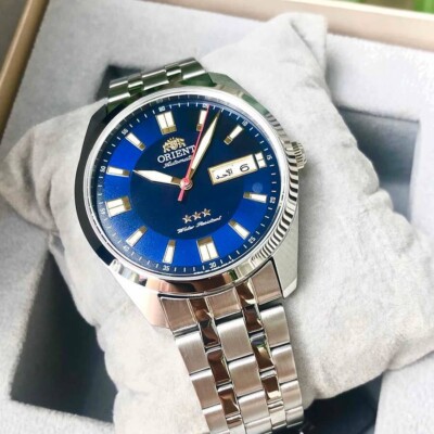 Rare Orient 3 Stars Automatic Luminous Hands SAB0C002D Blue Dial  Made in Japan