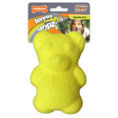 Nylabone Power Play Tennis Teddy Gripz Bear Dog Toy, Medium