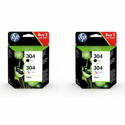 2x Original HP 304 Black & Colour Ink Cartridges For DeskJet 3735 Inkjet Printer