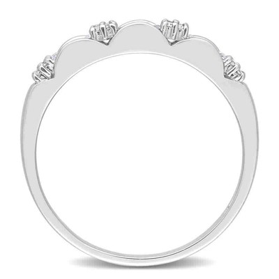Pre-owned Amour 1/4 Ct Tw Round And Parallel Baguette-cut Diamond Anniversary Ring In In White