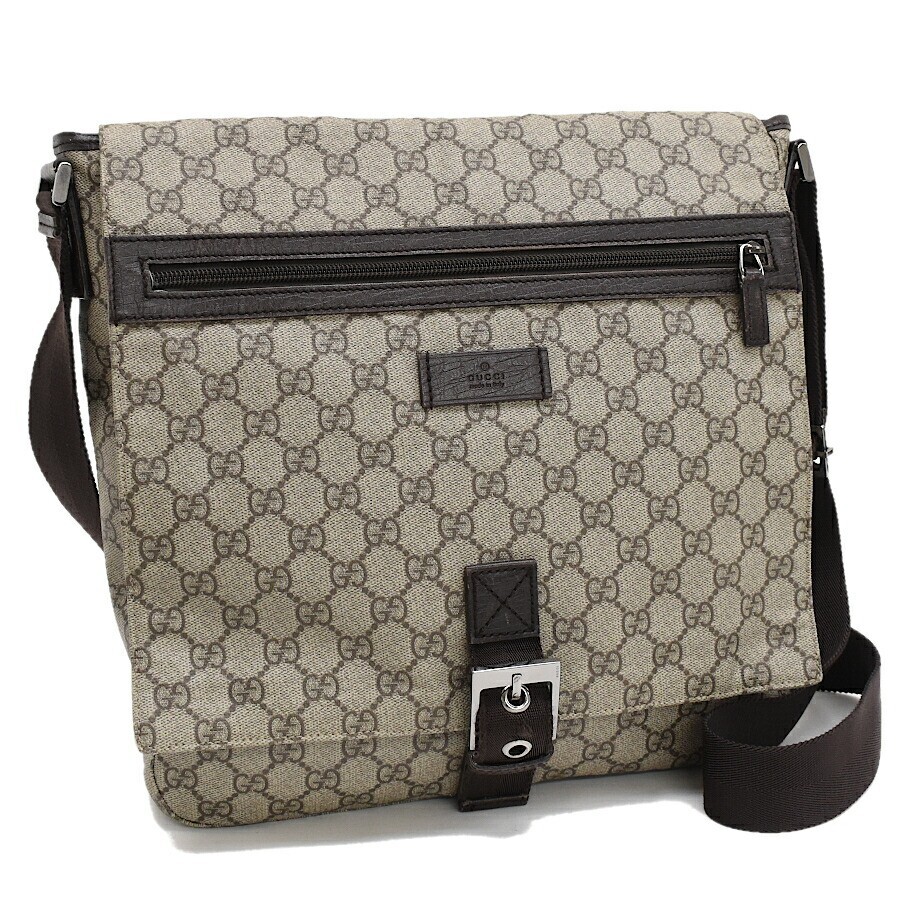 GUCCI GG Supreme Shoulder Bag PVC Beige 141194 Auth ki4209