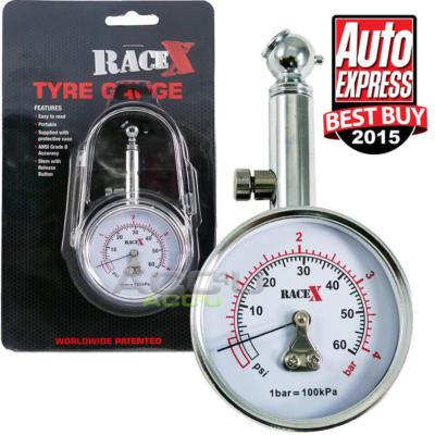 Race X RX0014 Award Winning Car 4x4 Bike Round Analogue Tyre Pressure Gauge