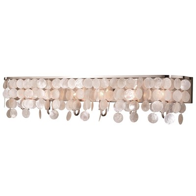 Vaxcel Elsa Capiz Shell 6L Vanity Light, Satin Nickel - W0272