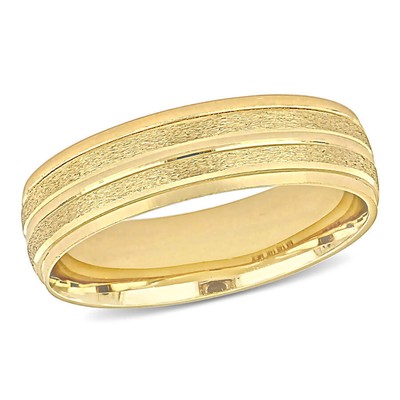 Pre-owned Amour 6mm Double Row Textured Wedding Band In 14k Yellow Gold
