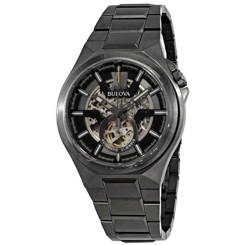 Bulova Classic Automatic Gunmetal Skeleton Dial Men Watch 98A179