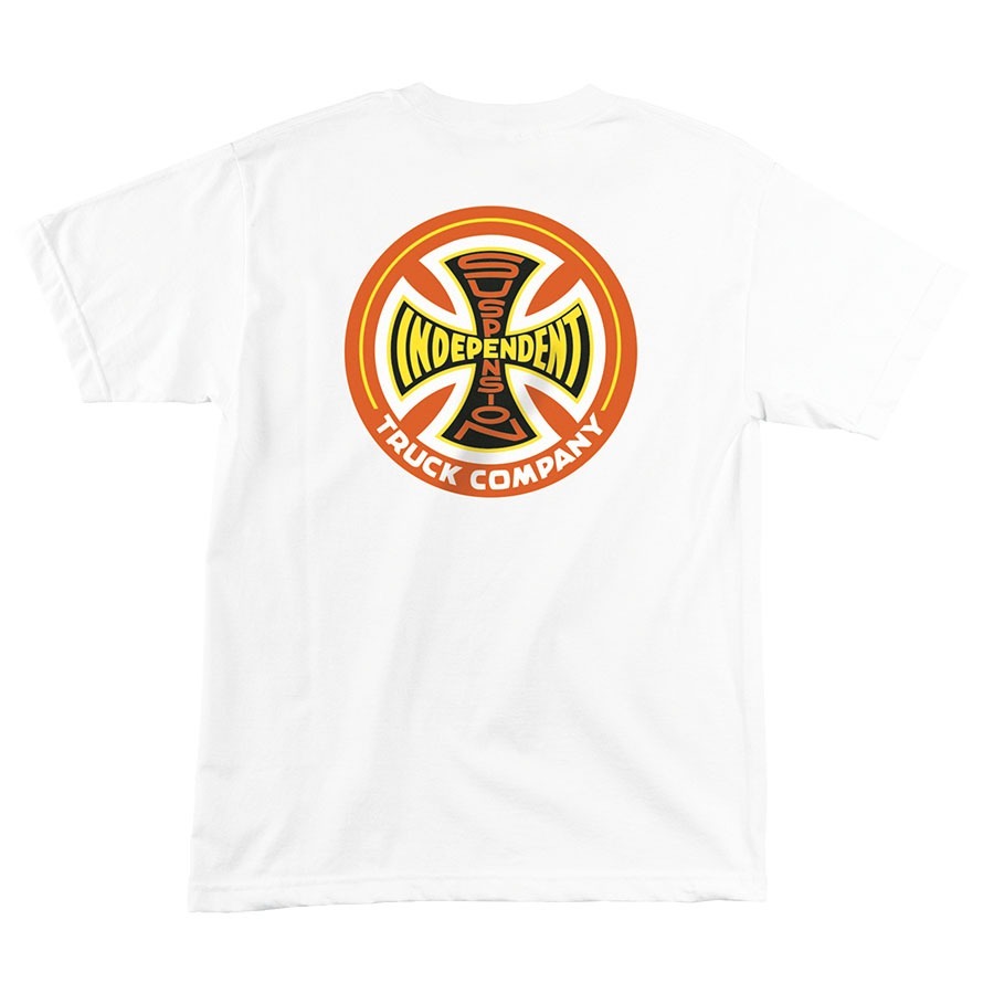 Independent Trucks SUSPENSION SKETCH Skateboard T Shirt WHITE w/ORANGE MEDIUM