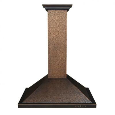 ZLINE 36'' NEW WALL RANGE HOOD CROWN MOLDING BLACK COPPER HAMMERED FINISH 8KBH-36