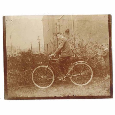 DUNOON Schoolboy on a Bicycle Antique Photograph c1910