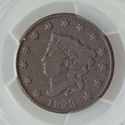 Rare and Beautiful 1823 Matron Head Design 3 Over 2 Variety Large Cent PCGS VG10