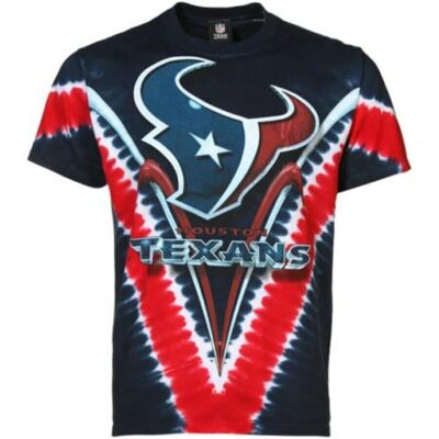 HOUSTON TEXANS OFFICIAL NFL LIQUID BLUE V DESIGN TIE DYE SHIRT VICTORY LOGO NEW