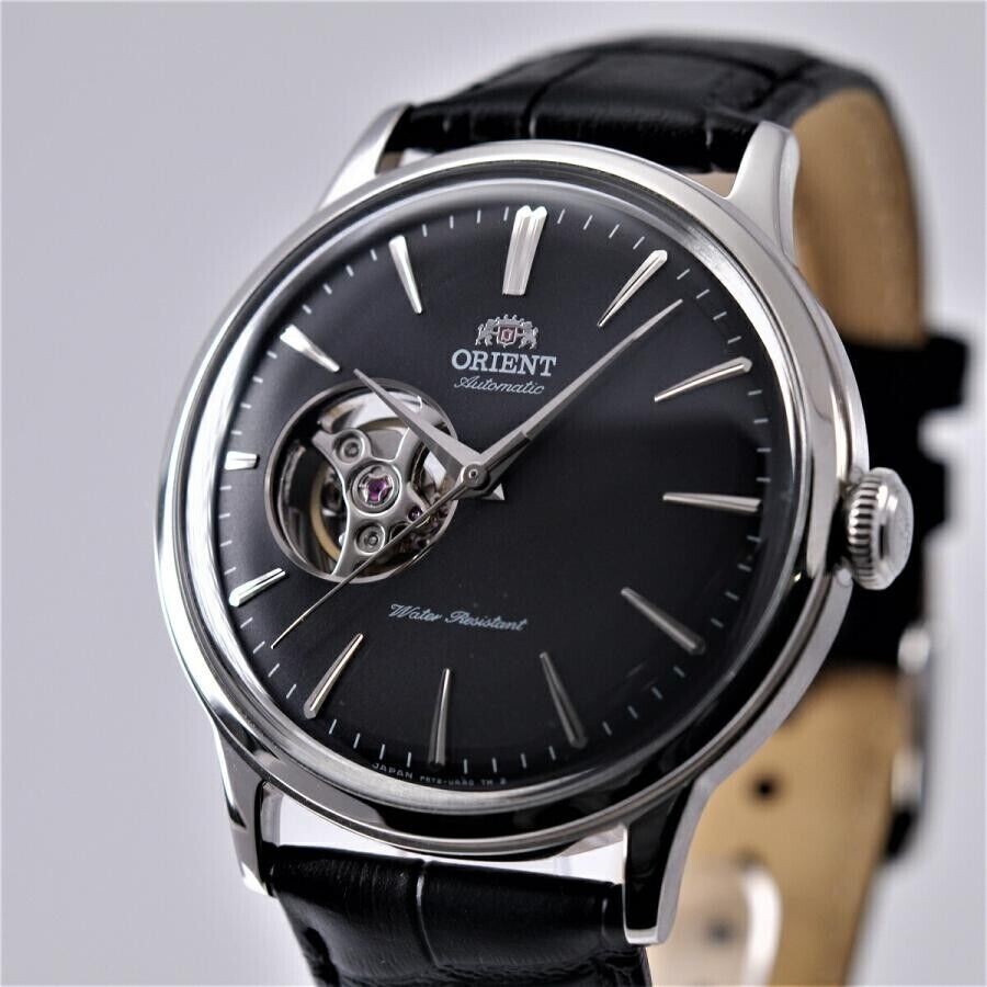 Pre-owned Orient Standard Rn-ag0007b Semi Skeleton Mechanical Black Dial Watch