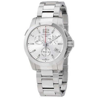 Серебряные мужские часы Longines Conquest - L3.702.4.76.6