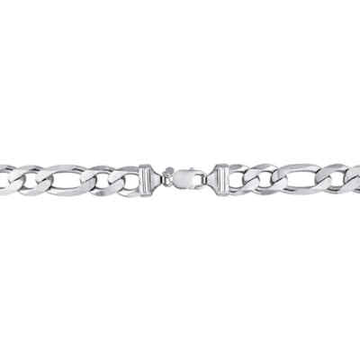 Pre-owned Amour 14.5mm Figaro Chain Necklace In Sterling Silver, 24 In In White